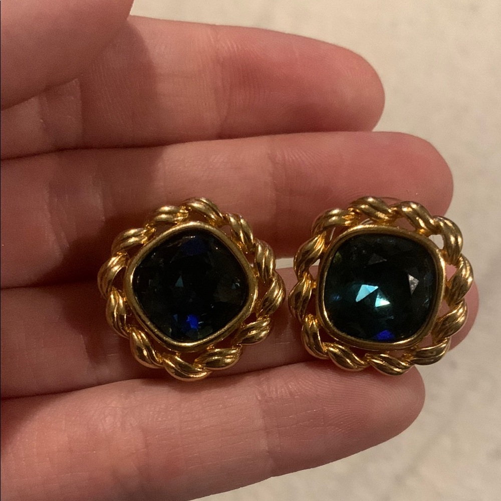 Swarovski Elegant Gold and Blue Earrings